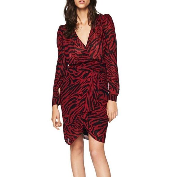 Ba&sh Saphir Puff Shoulder Zebra Print Dress